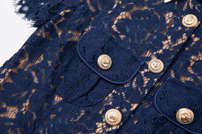 Guxi Navy Lace Collar Dress