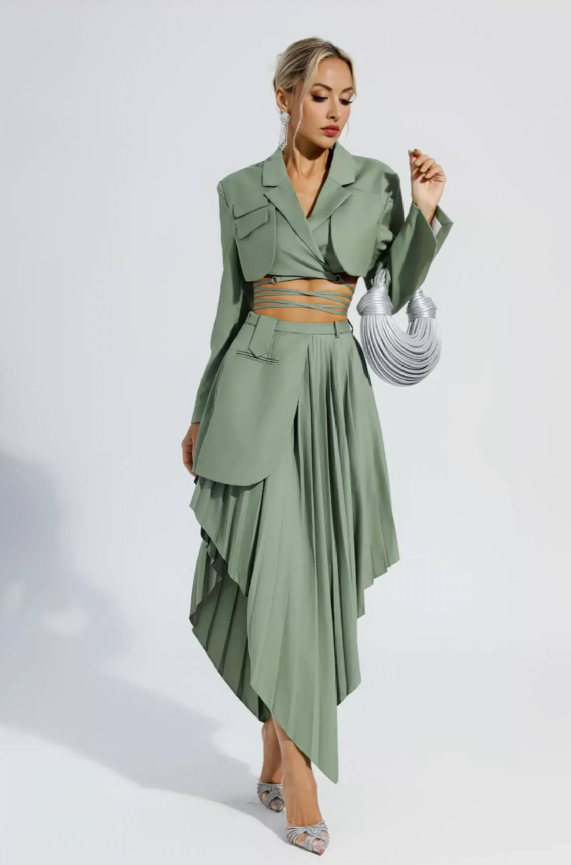 Myra cropped blazer/skirt set