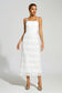 Crystal beads embellished white maxi dress