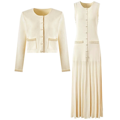 Duchesse Pearl Trim Knit Set
