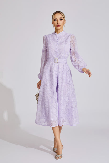 Liliane Embroidered Lace Midi Dress