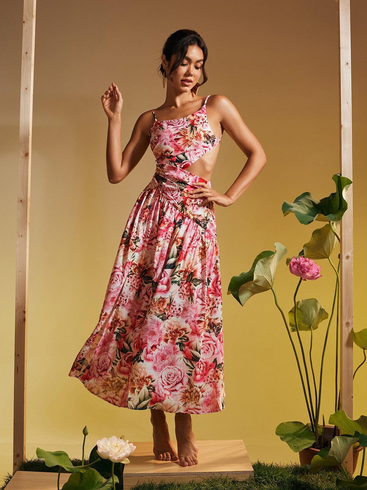 Audrey floral cutout midi dress