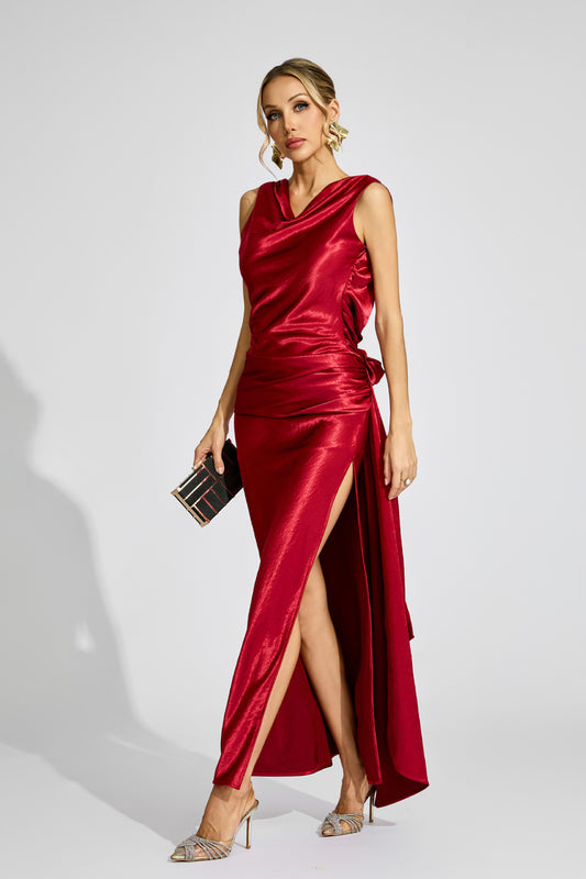 Scarlett Satin Backless Flower Gown