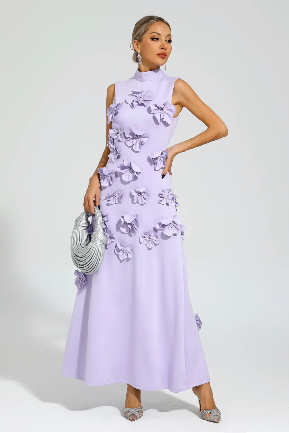 Flower purple maxi dress