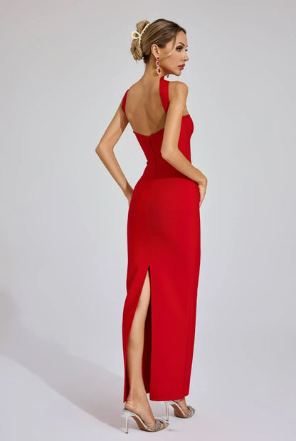 Bandage red maxi dress