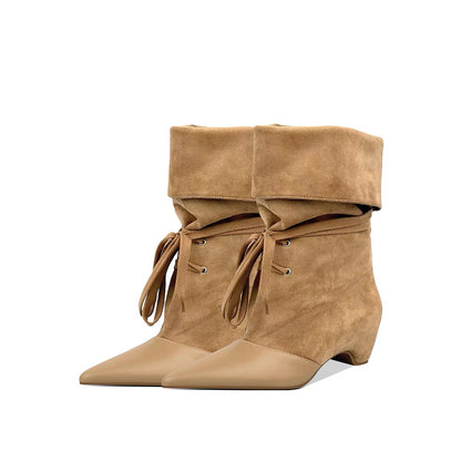 Sloane Pointed-Toe Lace-Up Boots