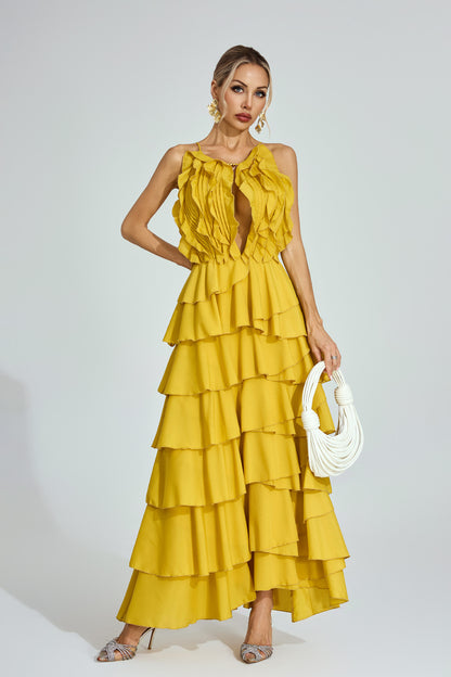 Solène Ruffle Tiered Maxi Dress
