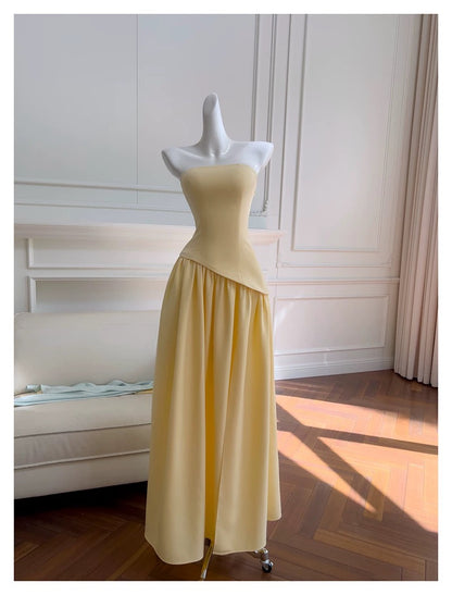 Soleil Scarf Drape Gown - Butter Yellow