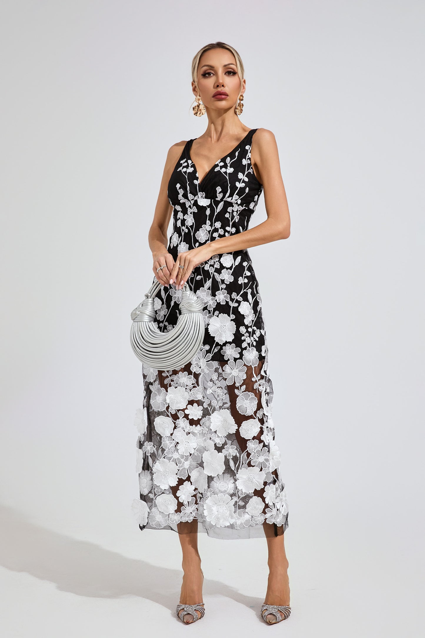 Midnight Garden Embroidered Dress