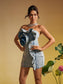 Dola denim flower mini dress