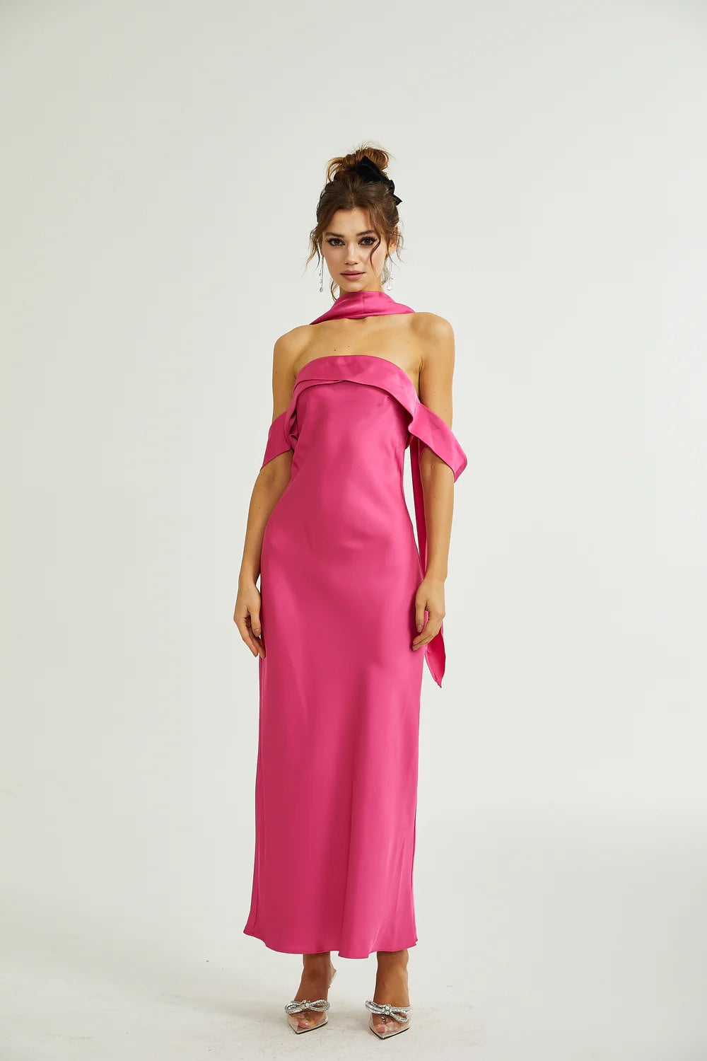 Clara satin midi dress