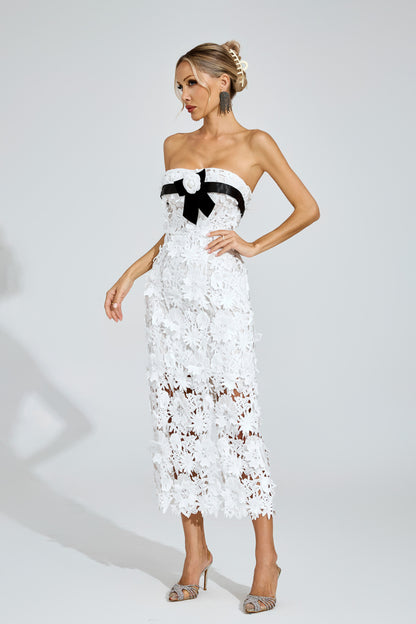 Camille Floral Appliqué Midi Dress