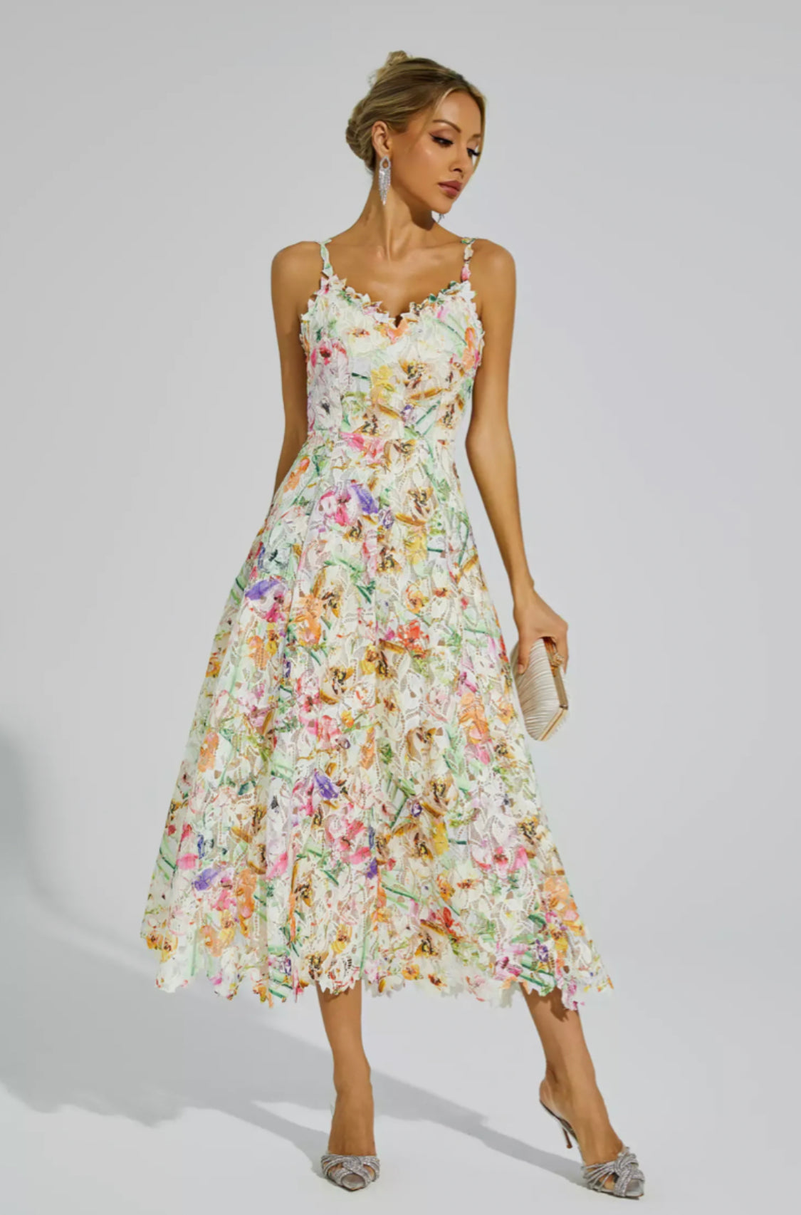 Boswell floral embroidered midi dress