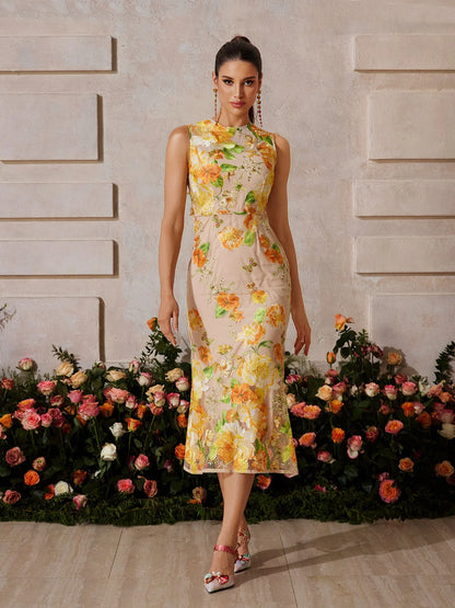 Solana  Flower  Midi Dress