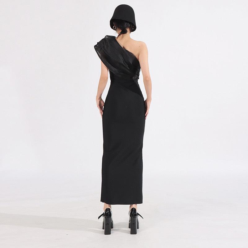 Crystal one shoulder maxi dress