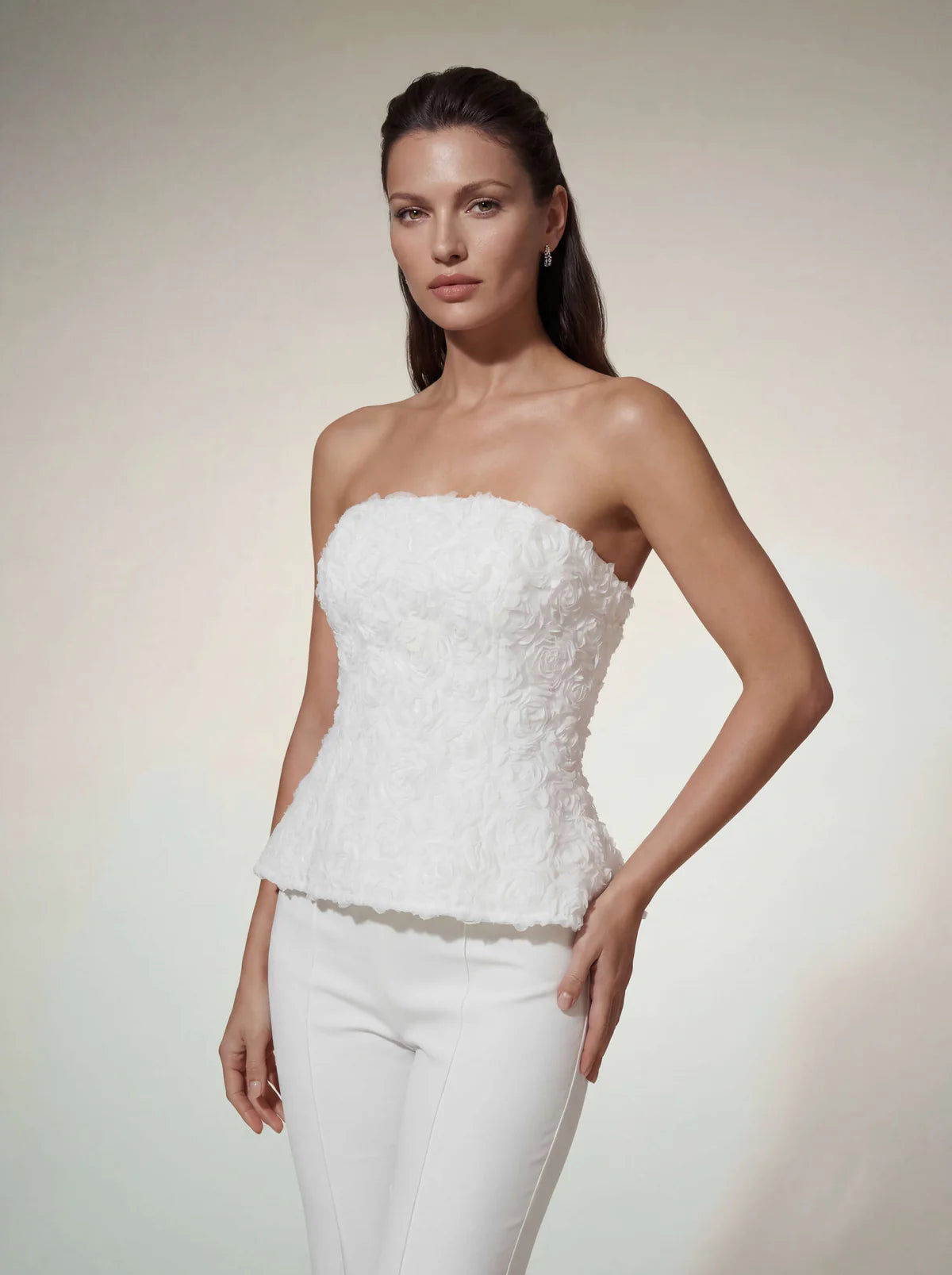 Ivory Peony Flower Corset Set