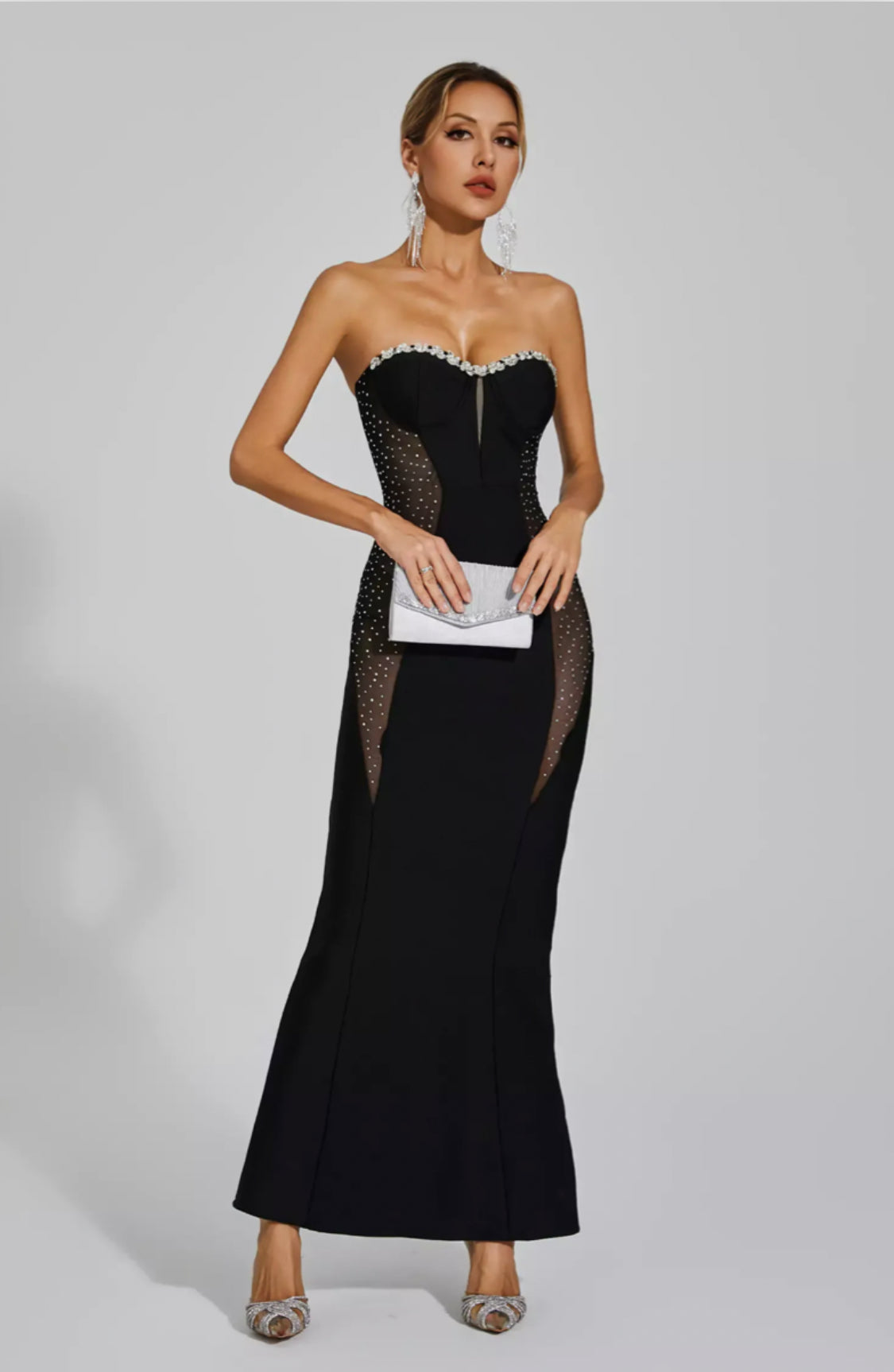 Marne rhinestone black maxi dress