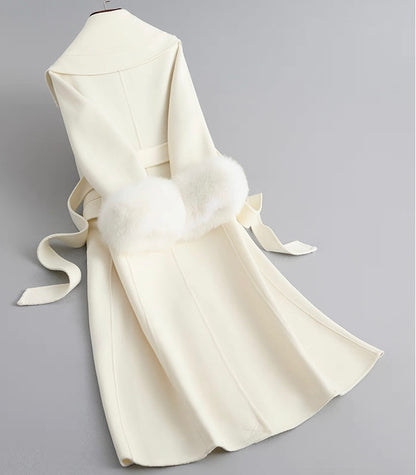 Amélie Embellished Wool-Fox Fur Coat