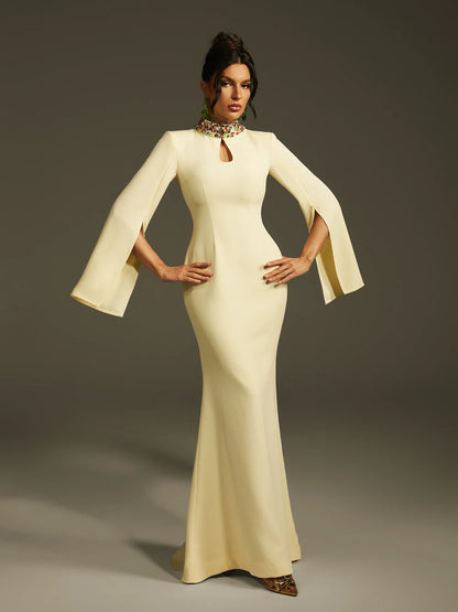 Aurora Crystal Collar Cape Gown size S