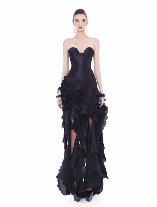 Belle Ruffle Crystal Gown