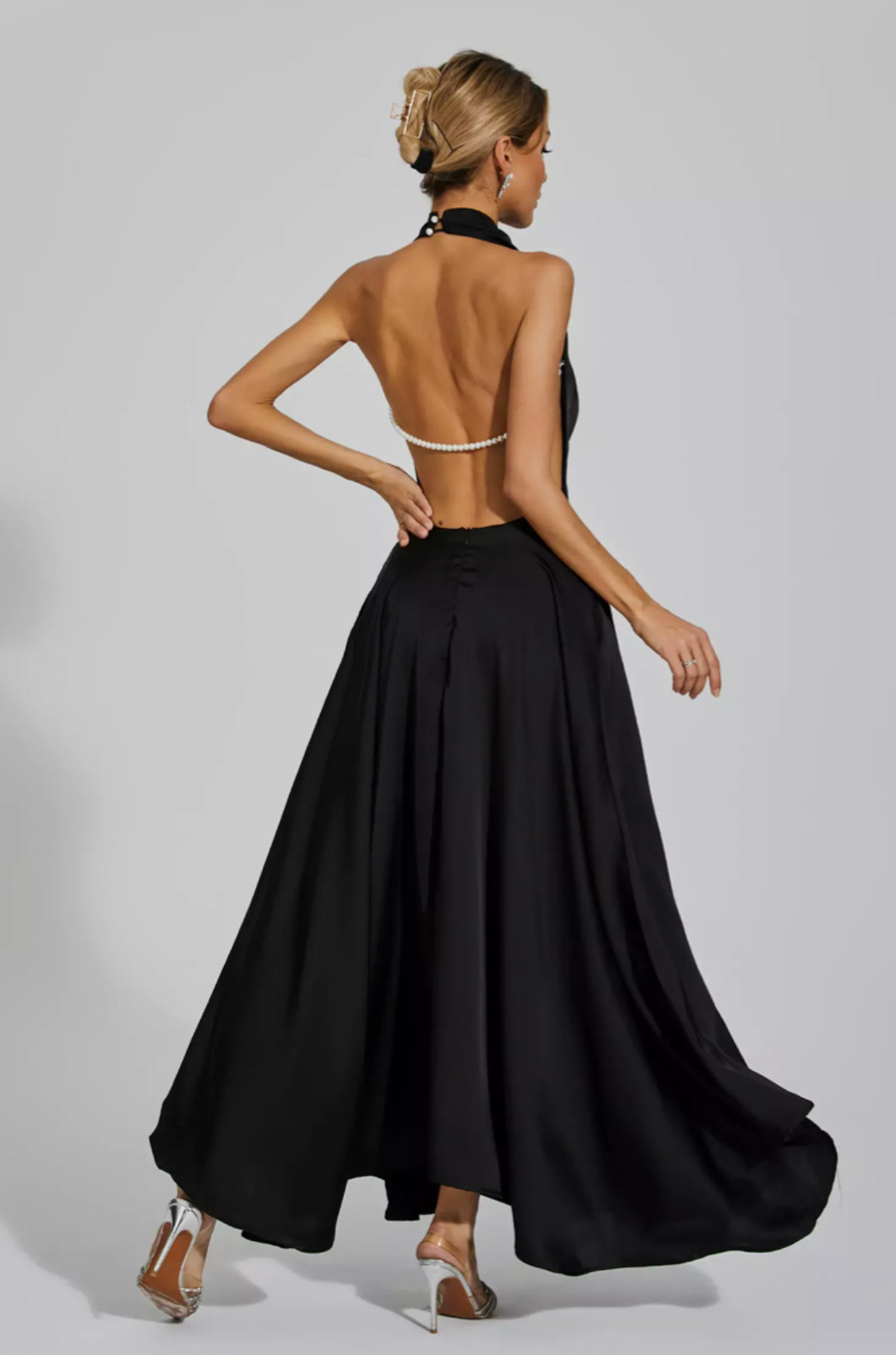 Patricia backless black maxi dress