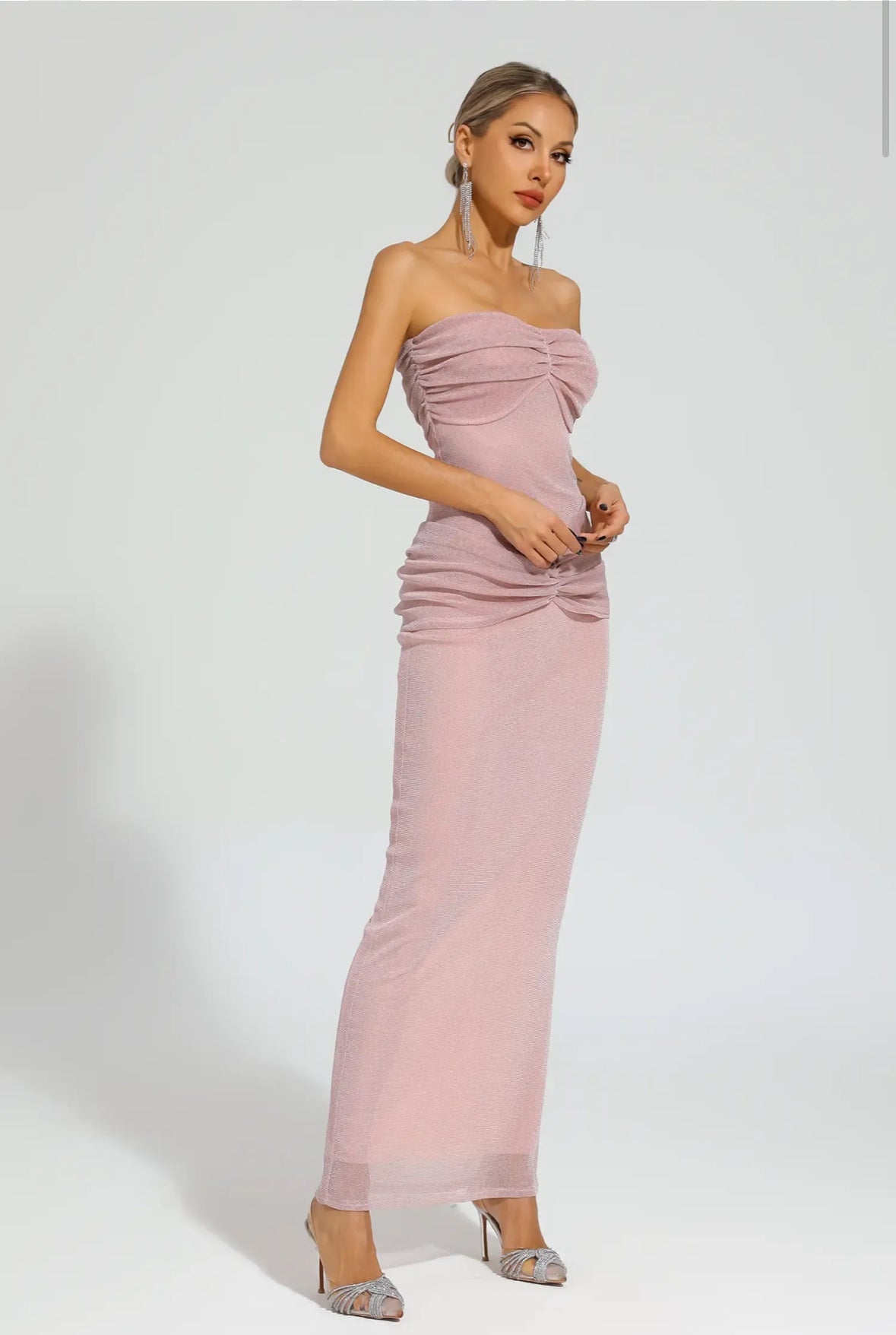 Pink strapless maxi dress