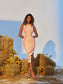 Pink wavy midi dress (8213115175150)