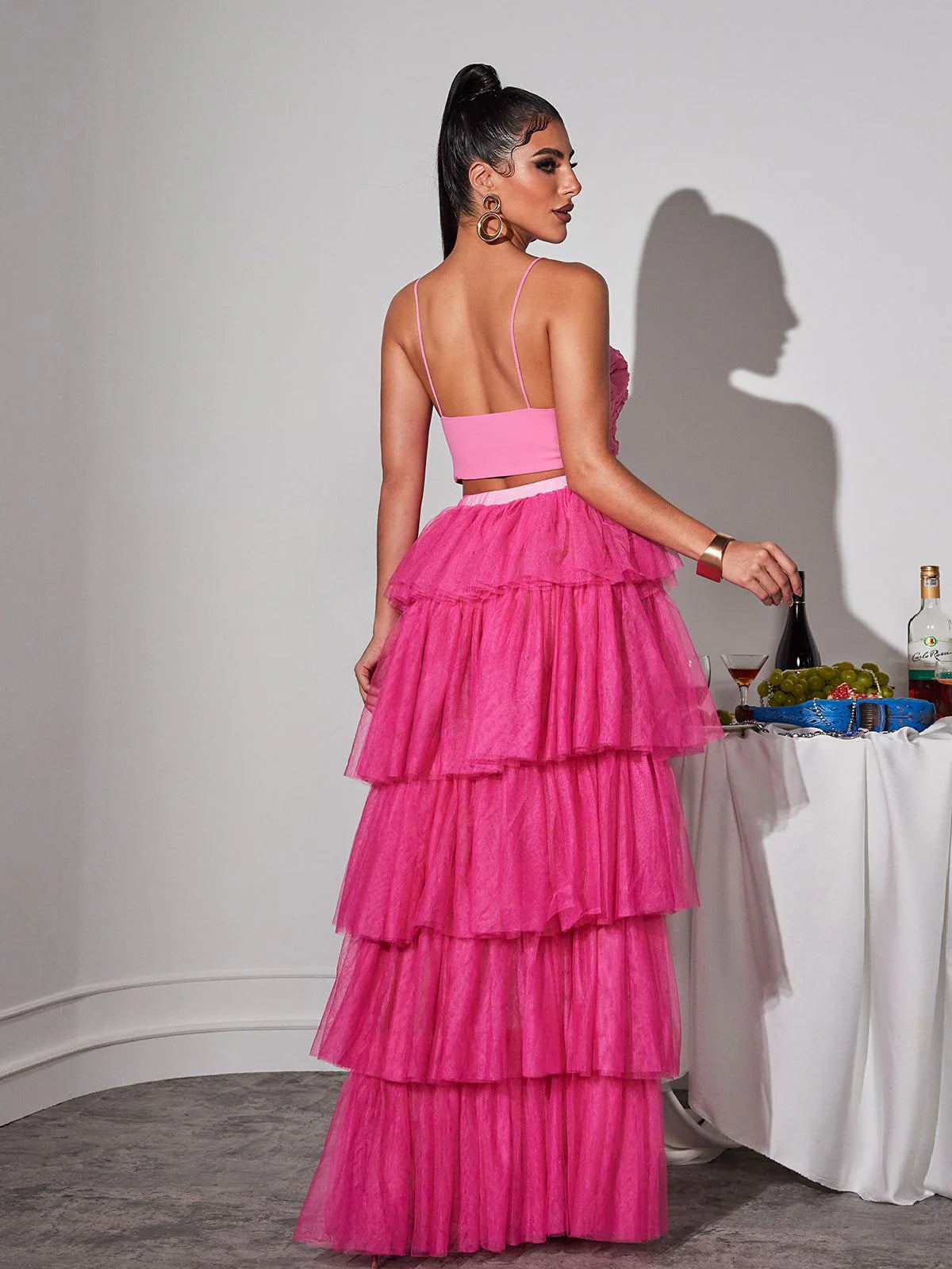 Tulle pink maxi dress