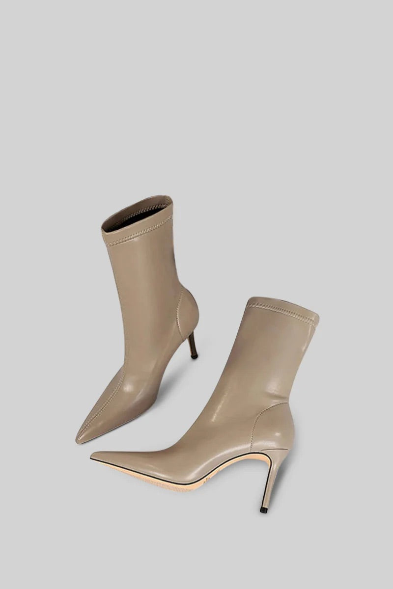 Beige Ankle stiletto boots (8306342265070)