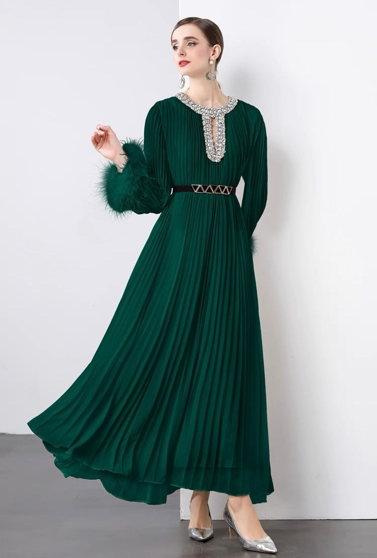 Regal Pleats crystal Gown