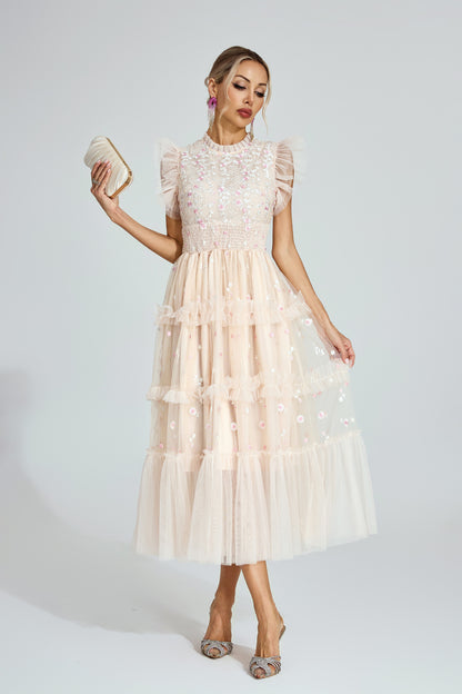 Élise Tulle Blossom Midi Dress