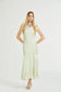 Marlena green satin midi dress