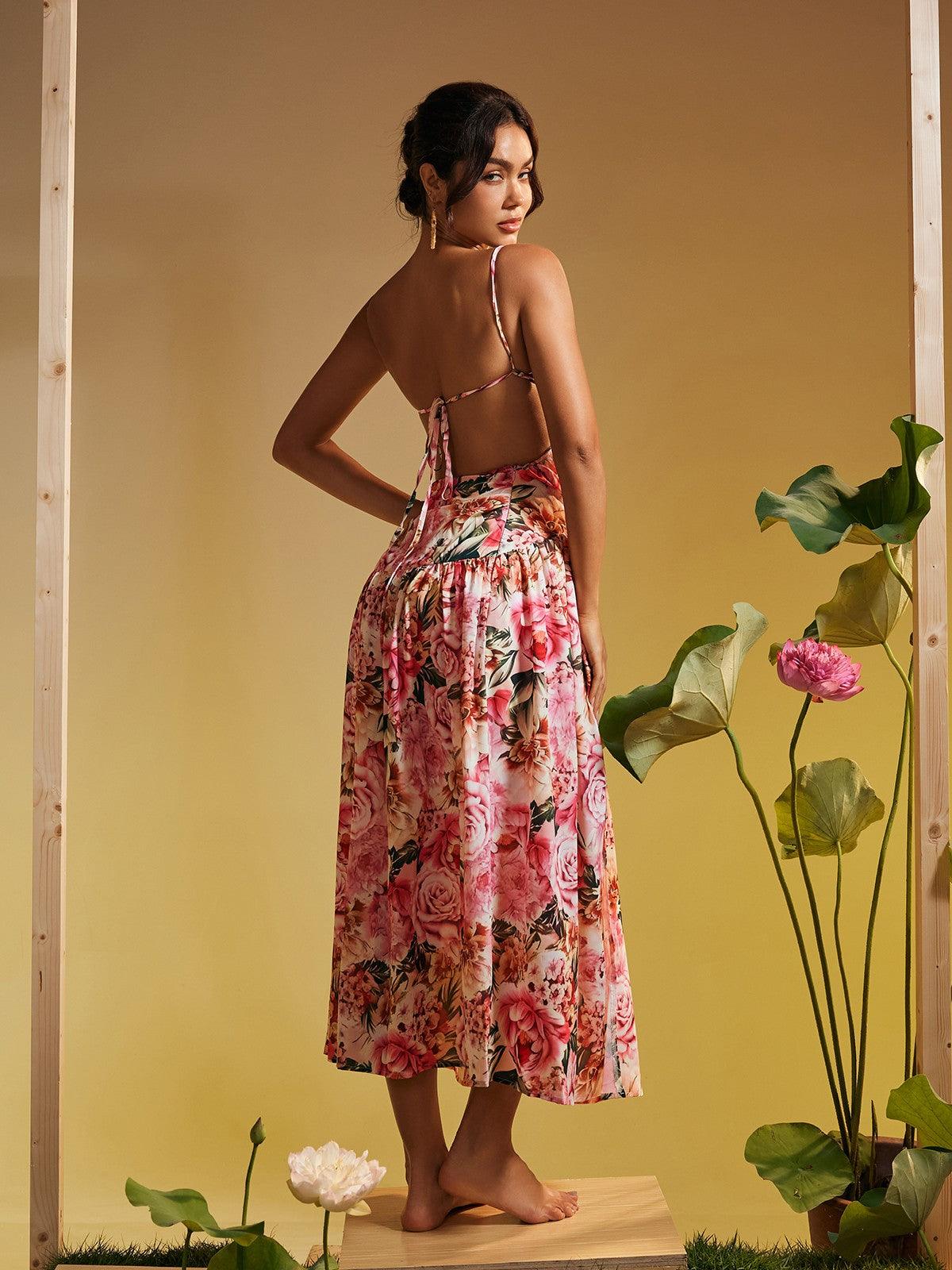 Audrey floral cutout midi dress