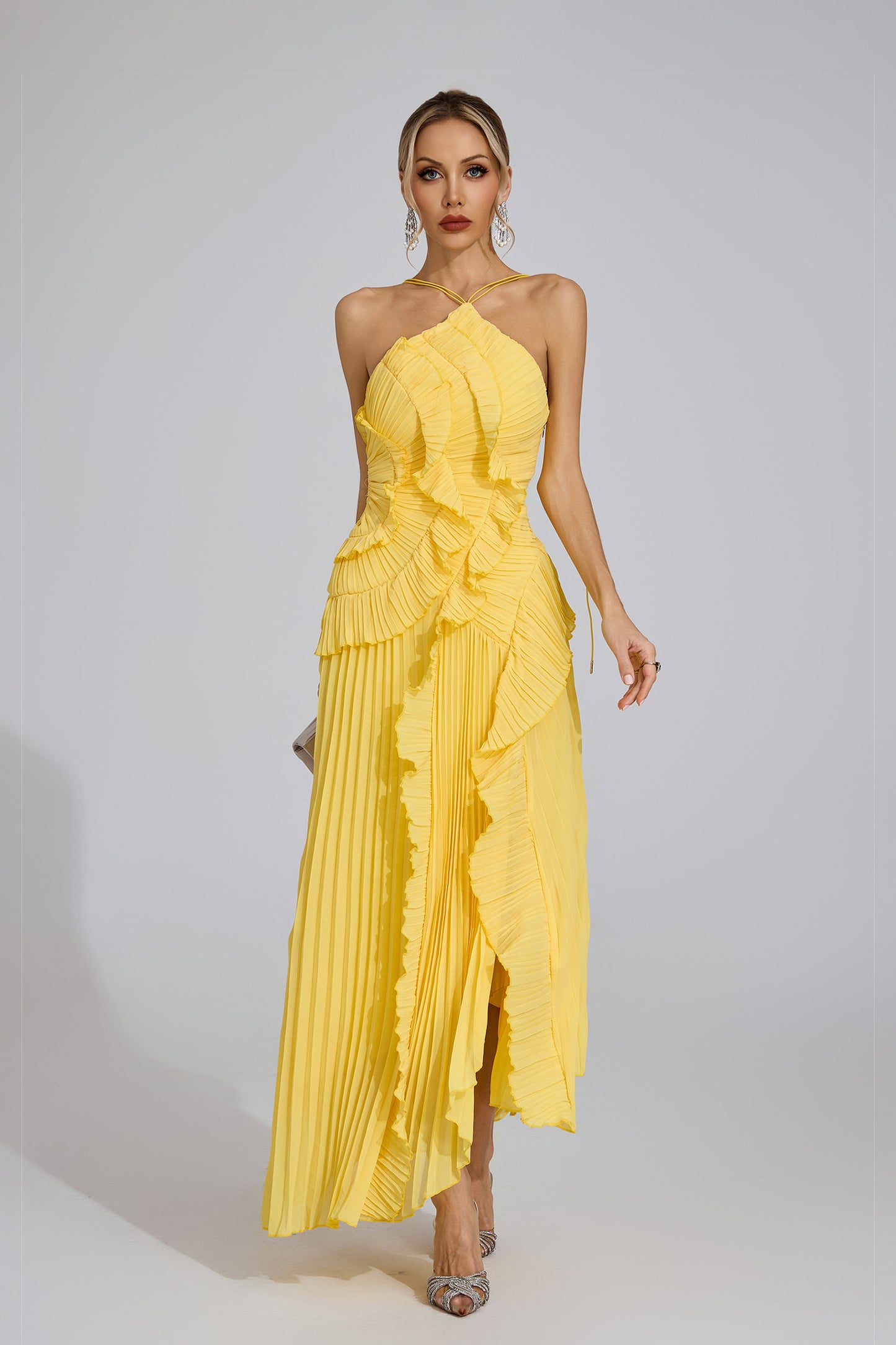 Amélie Pleated Ruffle Gown