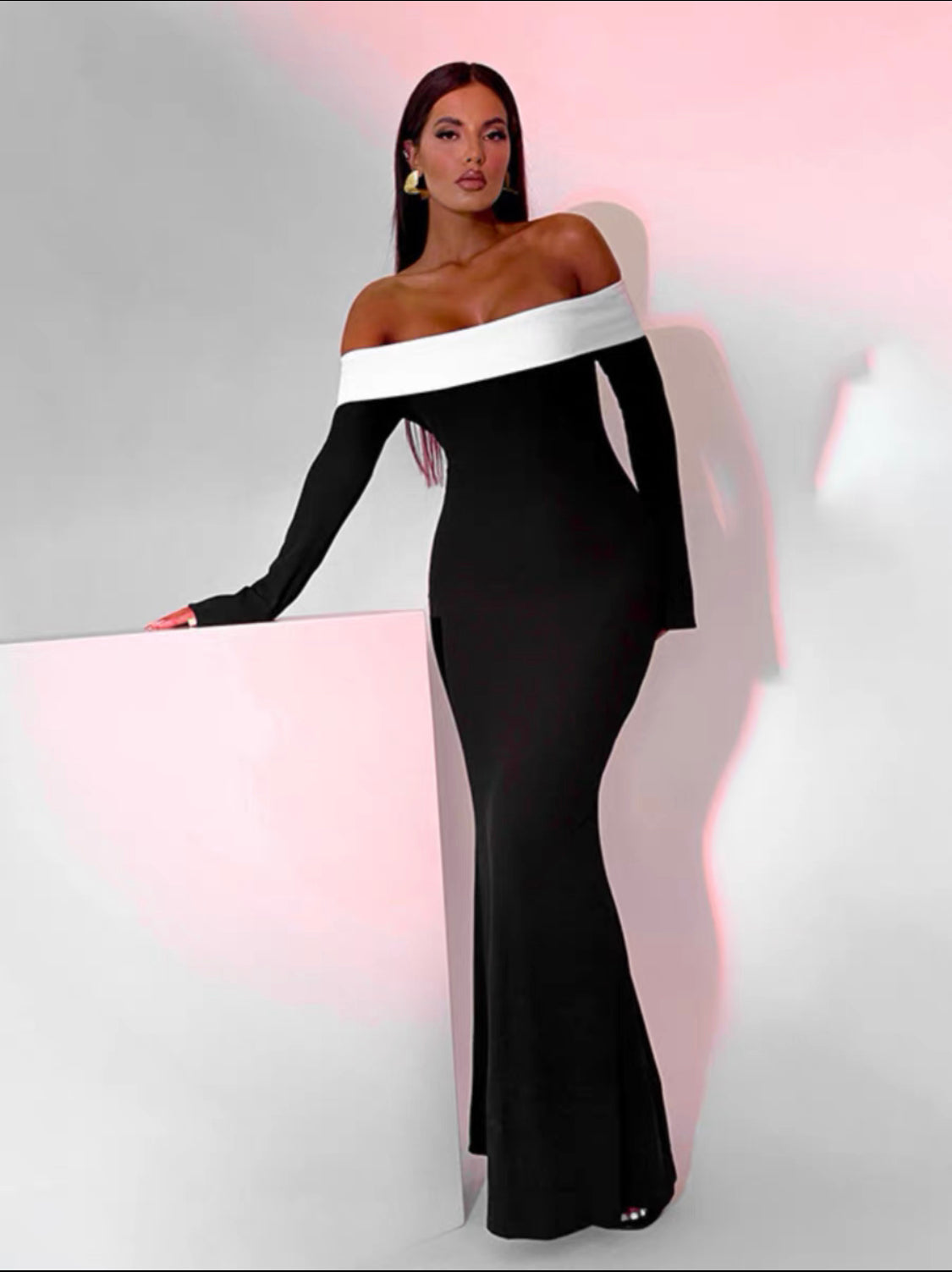 Off shoulder maxi dress (8271826911470)