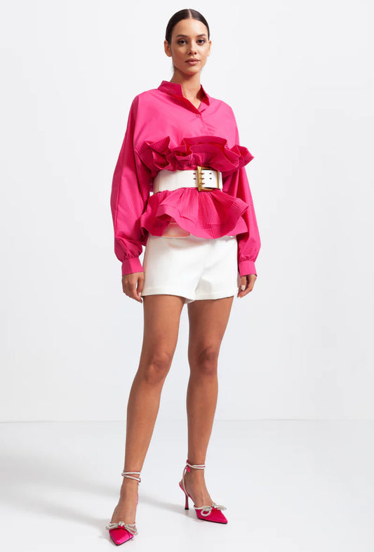 Avril ruffle shirt with belt