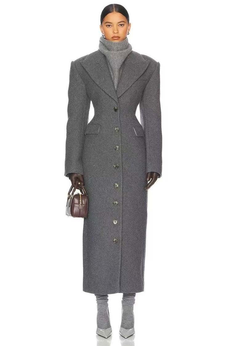Winter Luxe Sculpted Wool Maxi Coat