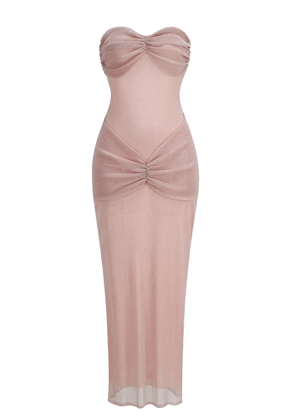 Pink strapless maxi dress