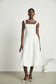 Chloe white flare midi dress