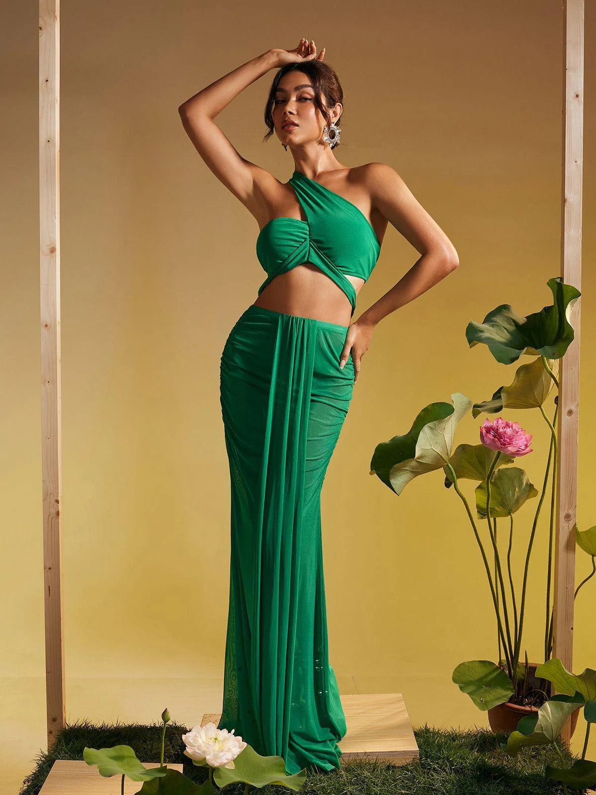 Mindy draped set green