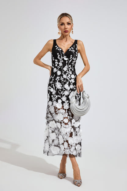 Midnight Garden Embroidered Dress