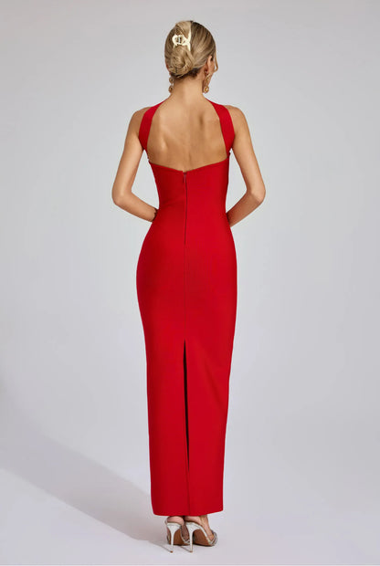 Bandage red maxi dress