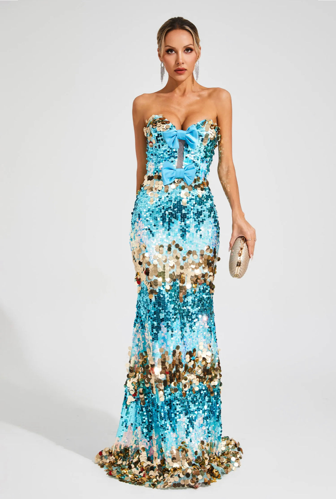 Blue sequin maxi dress