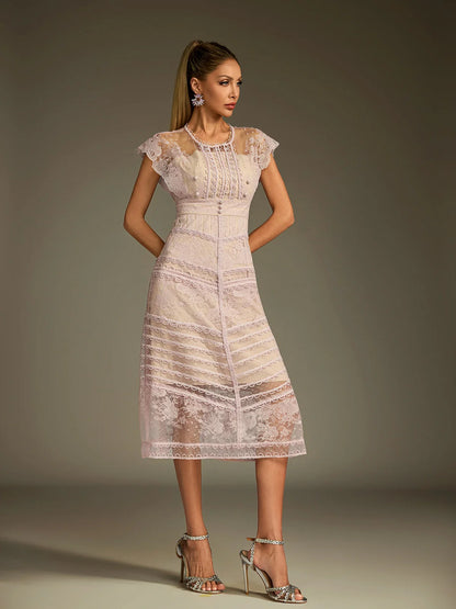 Éclat Lace Illusion Midi Dress