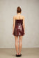 Wine-red sequin leather mini dress