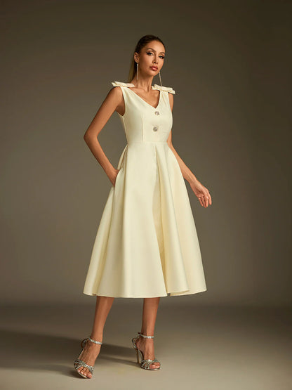 Colette Satin Fit & Flare Midi Dress