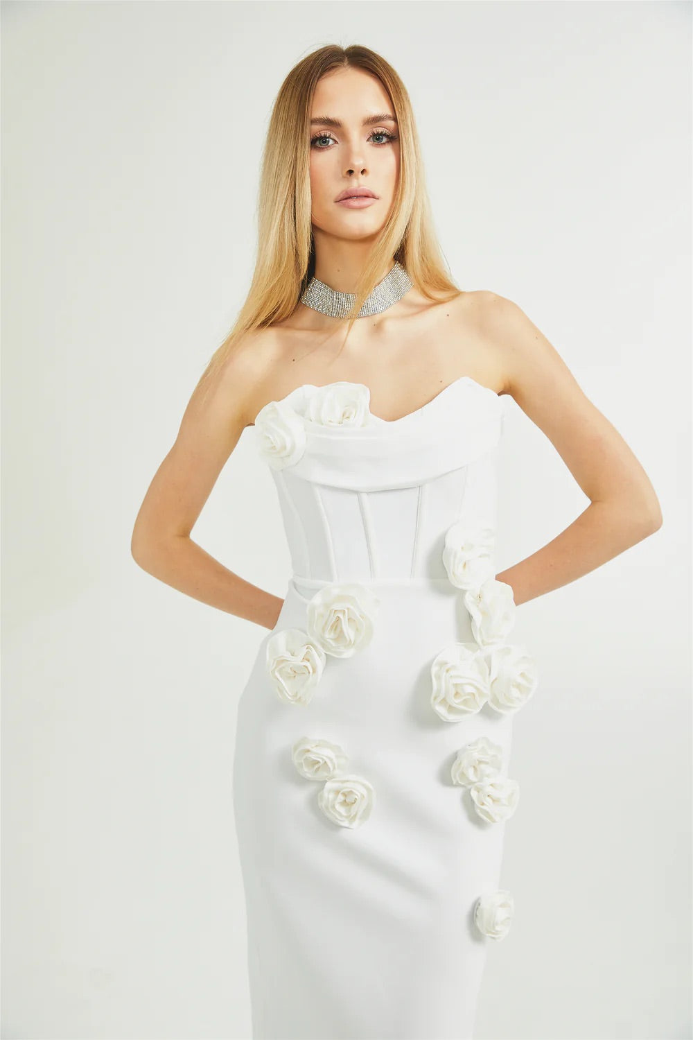 Ange Flower bandage midi dress