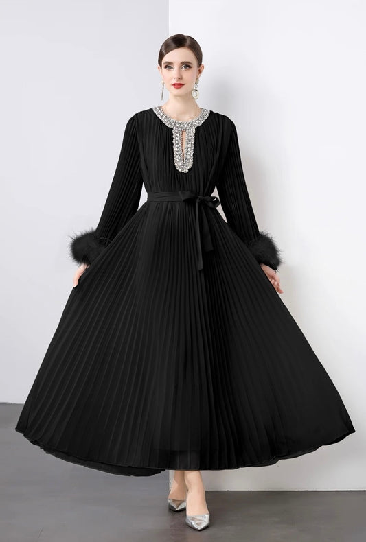 Regal Pleats crystal Gown