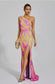 Phelps yellow/pink sequin maxi dress