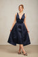 Dark blue satin midi dress